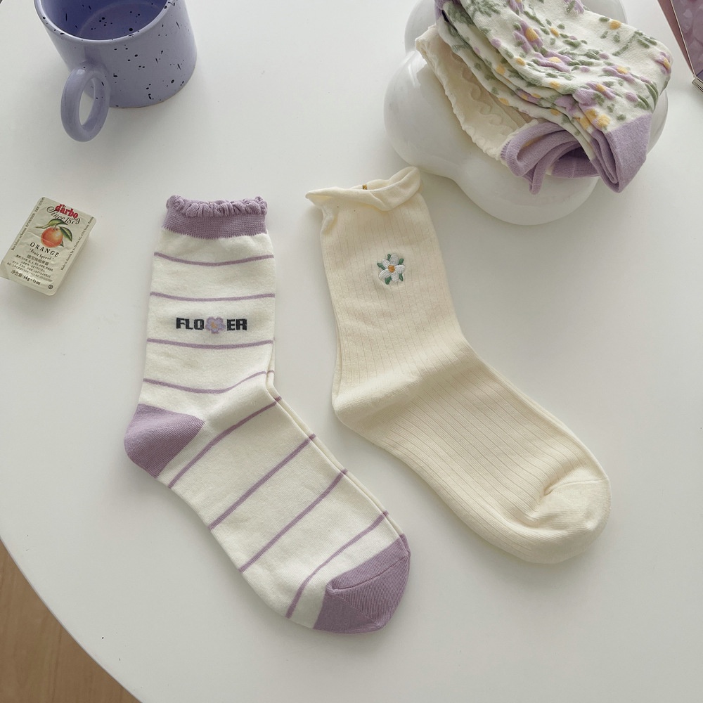 Vớ WAFNHA D634 cotton họa tiết hoạt hình phong cách Hàn Quốc thời trang dành cho nữ