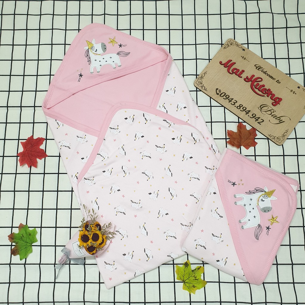 Chăn ủ little duck có mũ - chăn ủ cotton 2 lớp đa năng cho bé - ảnh sản phẩm 2