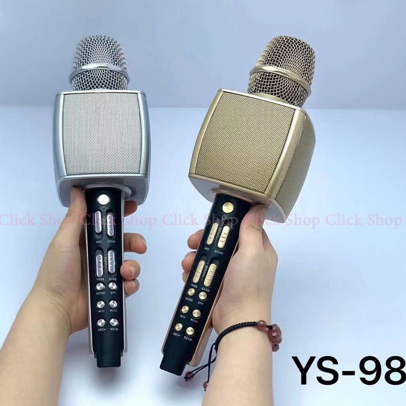 Micro Karaoke Bluetooth Không Dây, Mic Karaoke YS91 YS92 YS95 YS97 YS98 Có Loa Bass treble Chất Thu Giọng Hát Nhẹ Âm To