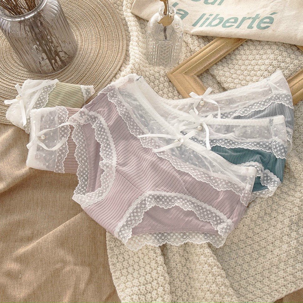 Quần lót nữ viền ren chất ren mềm mại vải cotton cao cấp.