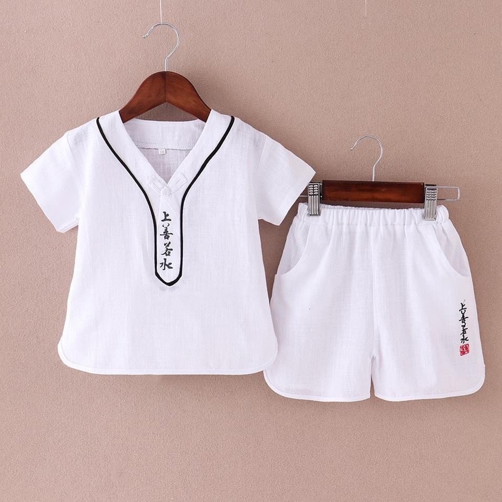 Bộ quần áo trẻ em cộc tay cổ chữ V Cho Bé, Đồ Bộ Cộc Tay cho bé chất đũi siêu mềm cho bé Từ 6-27kg -Trangstore29