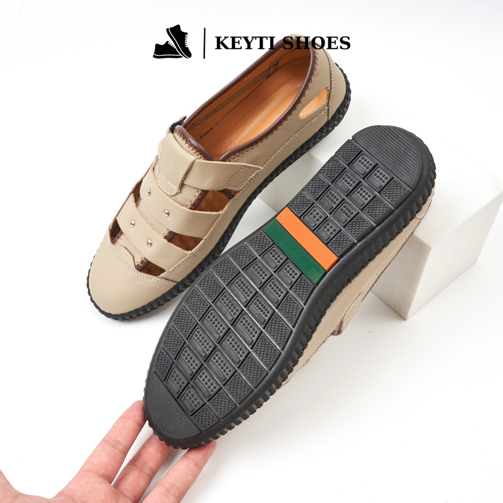 Giày rọ nam thoáng mát, giày mùa hè, chất liệu da bò nguyên tấm đế cao su khâu chỉ (bảo hành 6 tháng)