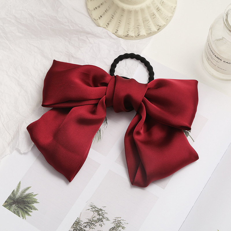 Dây buộc tóc vải satin màu trơn phong cách Nhật Bản
