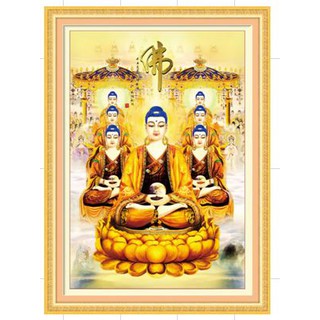 Tranh thêu chữ thập> muôn phật cõi tây thiên 50×70cm> chưa thêu