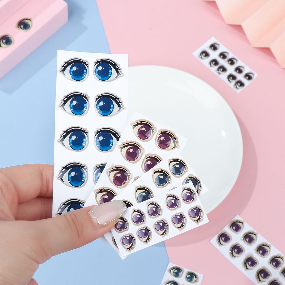 Set 10 cặp miếng dán mắt búp bê hoạt hình nhiều kiểu kích thước 8mm/ 10mm/ 12mm/ 15mm