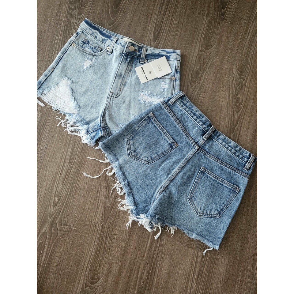 Quần Short (đùi) Jean nữ lưng cao rách tôn dáng hàng VNXK