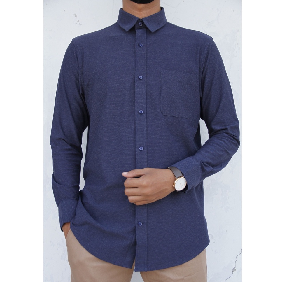 Áo Sơ Mi Nam Dài Tay Màu Xanh Navy | Eazy di chuyển | Viền Nam