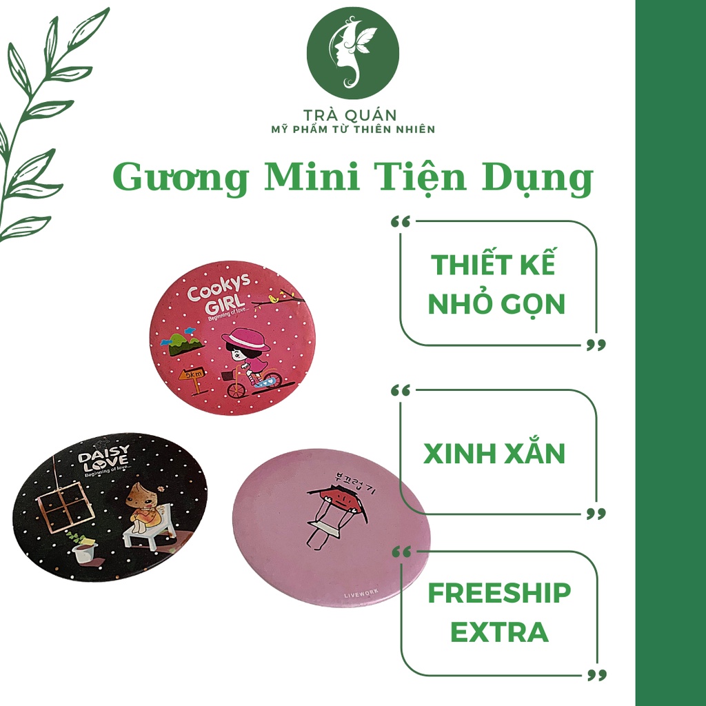 Gương Trang Điểm Mini Siêu Cute Cầm Tay Bỏ Túi Hàn Quốc Tiện Lợi