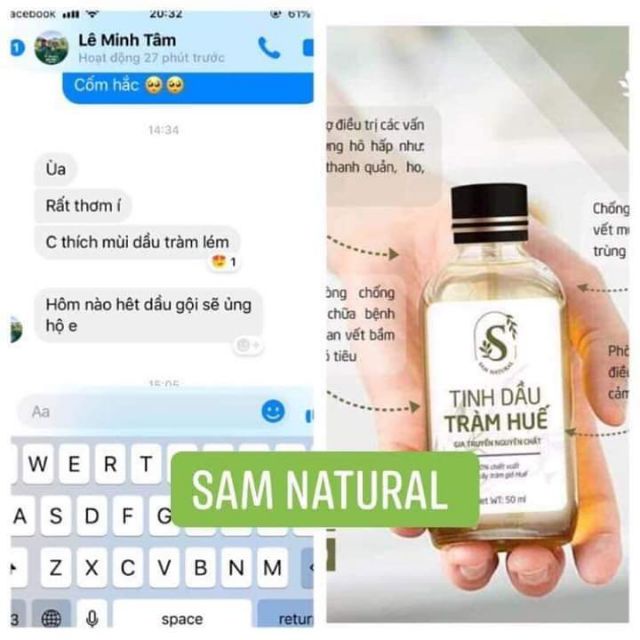 ❤TINH DẦU TRÀM SAM NATURAL - Tinh dầu tràm Huế 100% nguyên chất hỗ trợ cảm cúm, cảm lạnh, côn trùng cắn❤