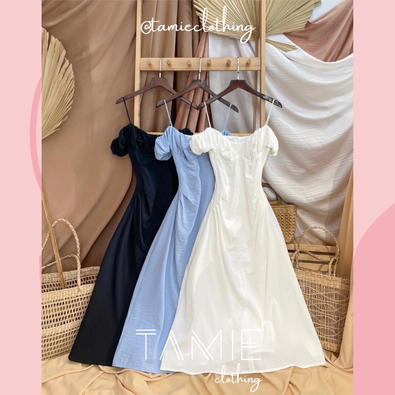 Đầm LỌ LEM Váy 2 Dây Thiết kế VAI BÈO NHÚN CÚP NGỰC tamieclothing D08 | BigBuy360 - bigbuy360.vn