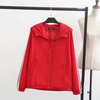 Áo khoác dù 2 lớp big size có nón tay viền sọc size 4Xl 85-100kg