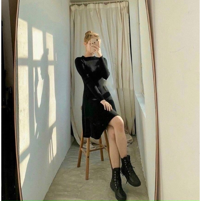 Đầm xoè vintage tay dài