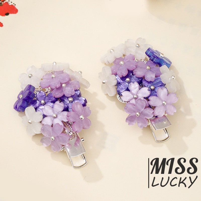 Kẹp Tóc Hình Hoa Đính Đá Tím Phong Cách Trung Hoa Cổ Điển Cho Nữ