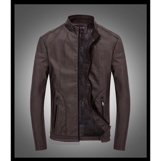 ÁO KHOÁC DA NAM CAO CẤP LÓT LÔNG CỰC ẤM HÀN QUỐC, ÁO DA NAM ĐẸP AD14 2 MÀU ĐEN NÂU