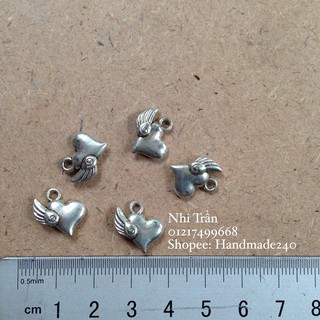 Mặt tim cánh đặc xi bạc 5 mặt- phụ kiện