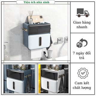 Hộp đựng khăn giấy vệ sinh treo tường không cần đục lộ tiện lợi sang trọng