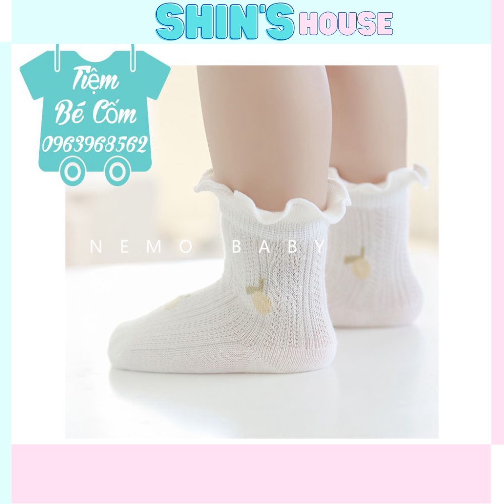 TẤT Nemo baby cao cấp phong cách Hàn Quốc, họa tiết hoa quả viền bèo  xinh xắn cho bé gái