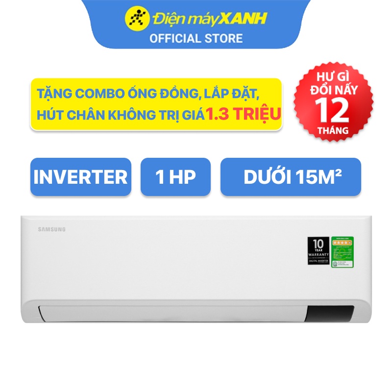 Máy lạnh Samsung 1 HP Inverter AR10TYHYCWKNSV Tiết kiệm điện BH chính hãng 2 năm - Miễn Phí Lắp Đặt