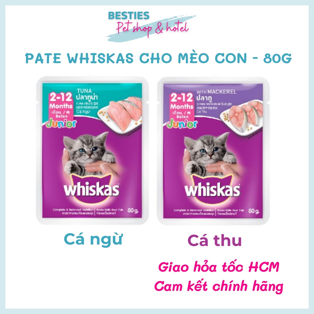 Thức ăn pate cho mèo con Whiskas 80g