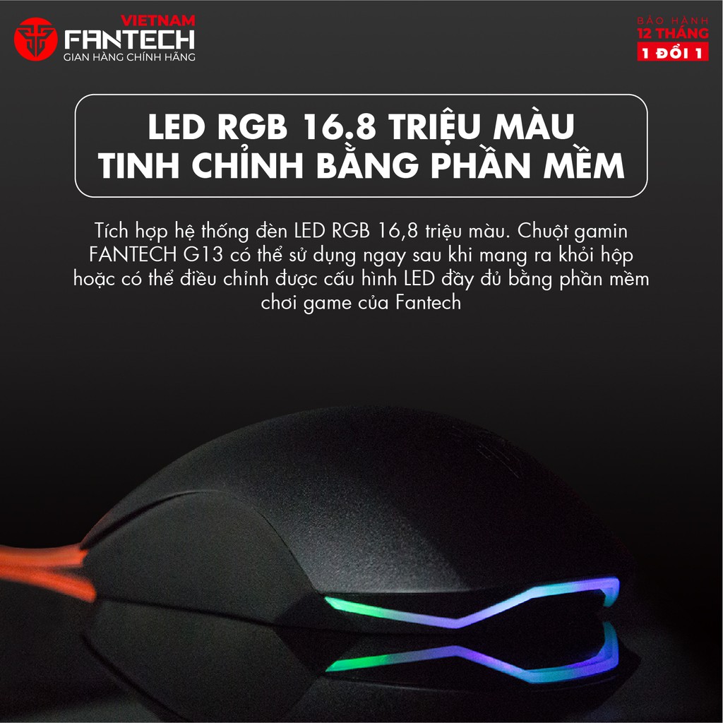 [Mã BMLTA50 giảm 10% đơn 150K] Chuột chơi game 2400dpi 4D tốc độ di chuột siêu nhanh Fantech G13 LED RGB