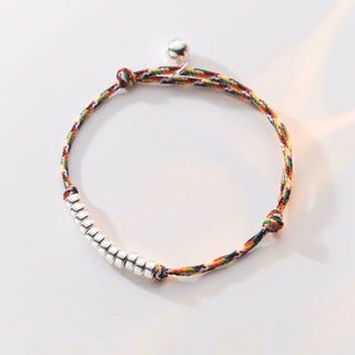 Lắc tay bạc Minh Tâm Jewelry chỉ ngũ sắc phối charm bạc và chuông bạc