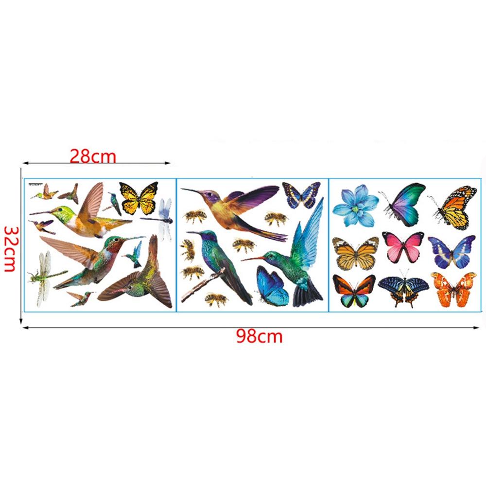 Miếng Dán Tường PVC Chống Nước Chống Nấm Mốc Hình Bướm Và Chim Ruồi Trang Trí Phòng Ngủ Cho Bé Gái