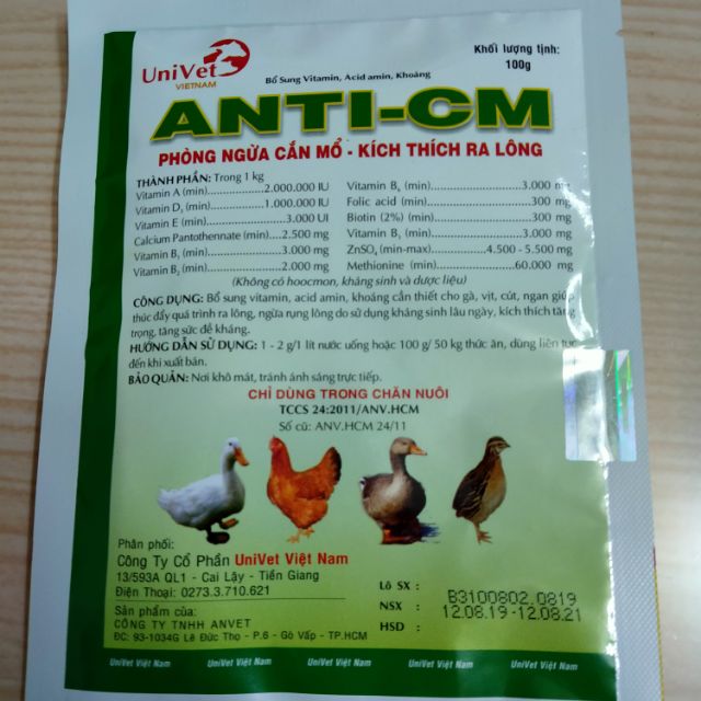 Chống cắn mổ,ra lông đều CM 100g