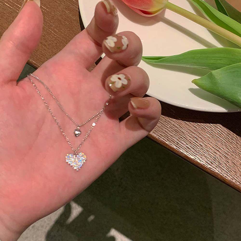 Dây Chuyền Hai Lớp Mặt Hình Trái Tim Thời Trang Cho Nữ|Vòng Cổ Choker Phong Cách Hàn Quốc