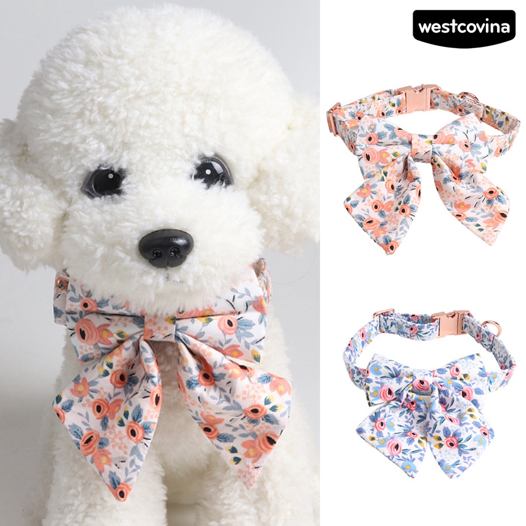 [Mới]♞Vòng Cổ In Hoa Thắt Nơ Dễ Thương Cho Thú Cưng
