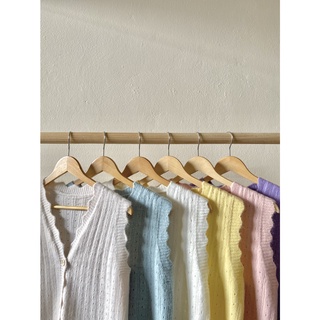 Flutie20 áo gile len cổ v basic có cúc phong cách hàn quốc ulzzang hot trend
