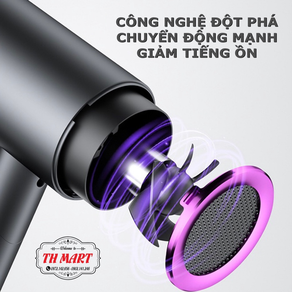 Máy Sấy Tóc Công Suất Lớn Công Nghệ Nhật Bản 2 Chiều Nóng Lạnh 3 Chế Độ Nhiệt Tặng Kèm Đầu Thổi Và Kệ Cắm Máy, Máy Khò T