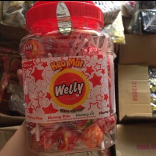 Kẹo mút welly (lọ 66 que có lỗ cắm )
