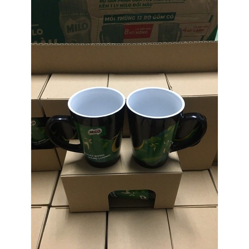 Bộ 2 ly sứ đổi màu nóng lạnh quà tặng Milo
