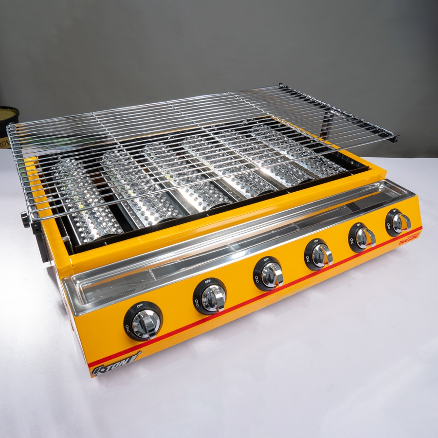 Bếp nướng gas 6 họng dài ETON K333 - Nướng hàu, thịt xiên, hải sản