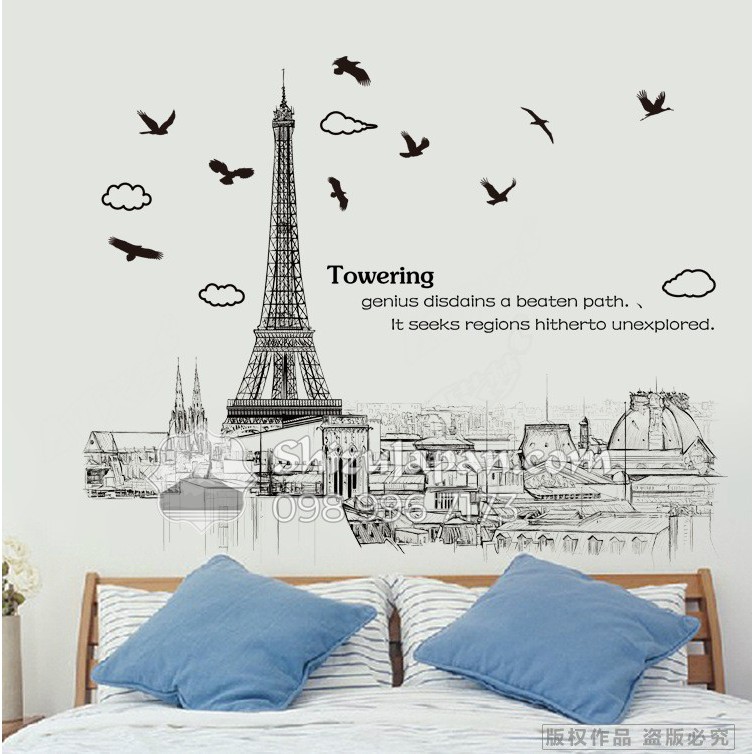 Decal Dán Tường Trang Trí Tháp Eiffel