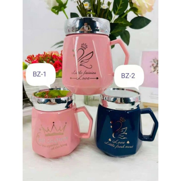 #New hottrend# Cốc sứ nữ hoàng nắp gương loại full màu - nắp gương vặn có gioăng an toàn khi di chuyển - tông màu đẹp