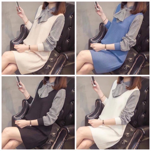 Váy len quảng châu pha sơmi