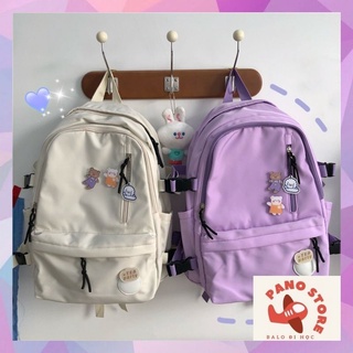 Balo basic đi học màu tím pastel , cặp đi học nữ trơn tem tròn B030 .