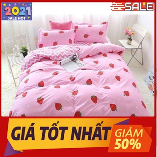 Free ship 99k Vỏ Chăn Lồng Ruột Có Khóa Kéo Mẫu dâu tây