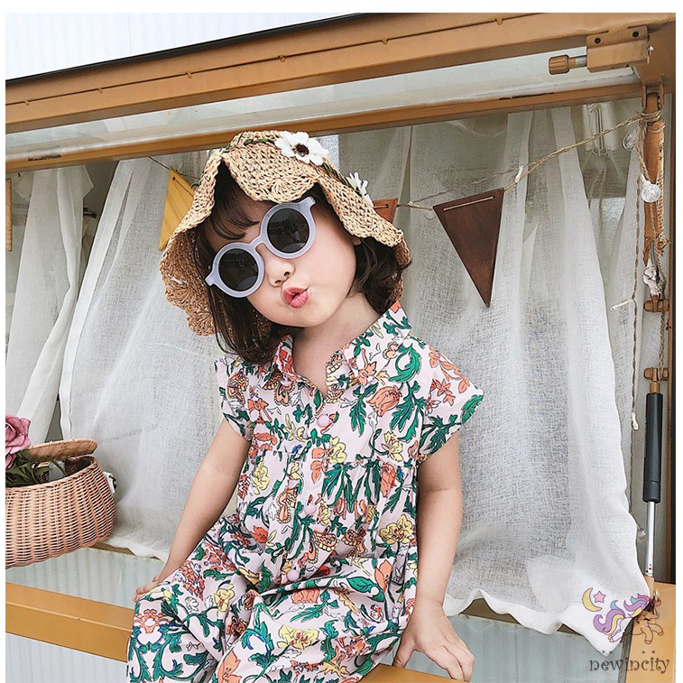 Áo Liền Quần In Hoa Cho Bé Gái