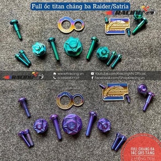 Hàng chất lượng full bộ 14 ốc titan gr5 chảng ba raider-satria tặng tem titan 11