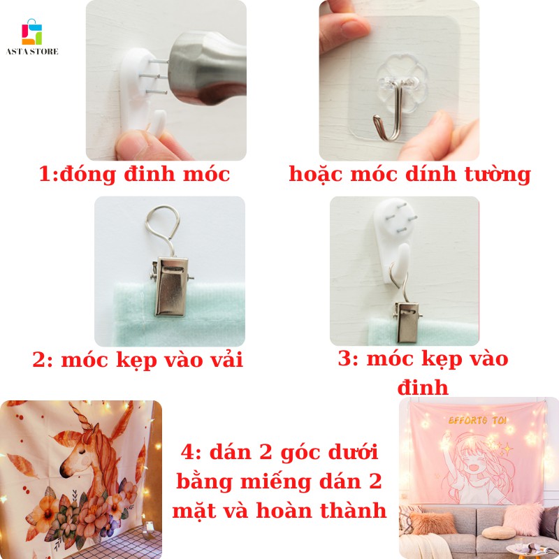 [TẶNG ĐÈN 6 mét và 10 Phụ kiện treo Size 130*150cm ] Tranh vải treo tường trang trí phòng ngủ, decor phòng khách