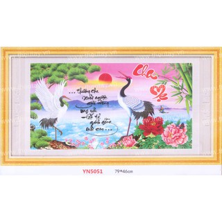Tranh Đính Đá ABC 3D Thương Cha Xuôi Ngược Giữa Dòng, Mẹ Yêu Tất Tả Gánh Gồng Nuôi Con YN5051 (KHÁCH TỰ ĐÍNH) KT:79X46CM