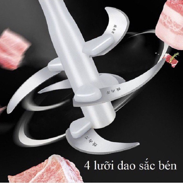 Máy Xay Thịt, Máy Xay Sinh Tố Cầm Tay Cối Inox 4 Lưỡi Đa Năng,Công Suất 250w Xay Thịt, Tỏi Ớt, Rau Củ Quả