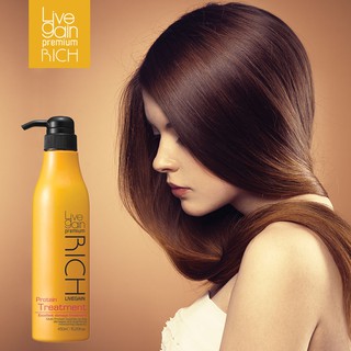 Hấp dầu màu vàng cho tóc khô xơ hư tổn Protein Treatment Livegain Rich - 500ml