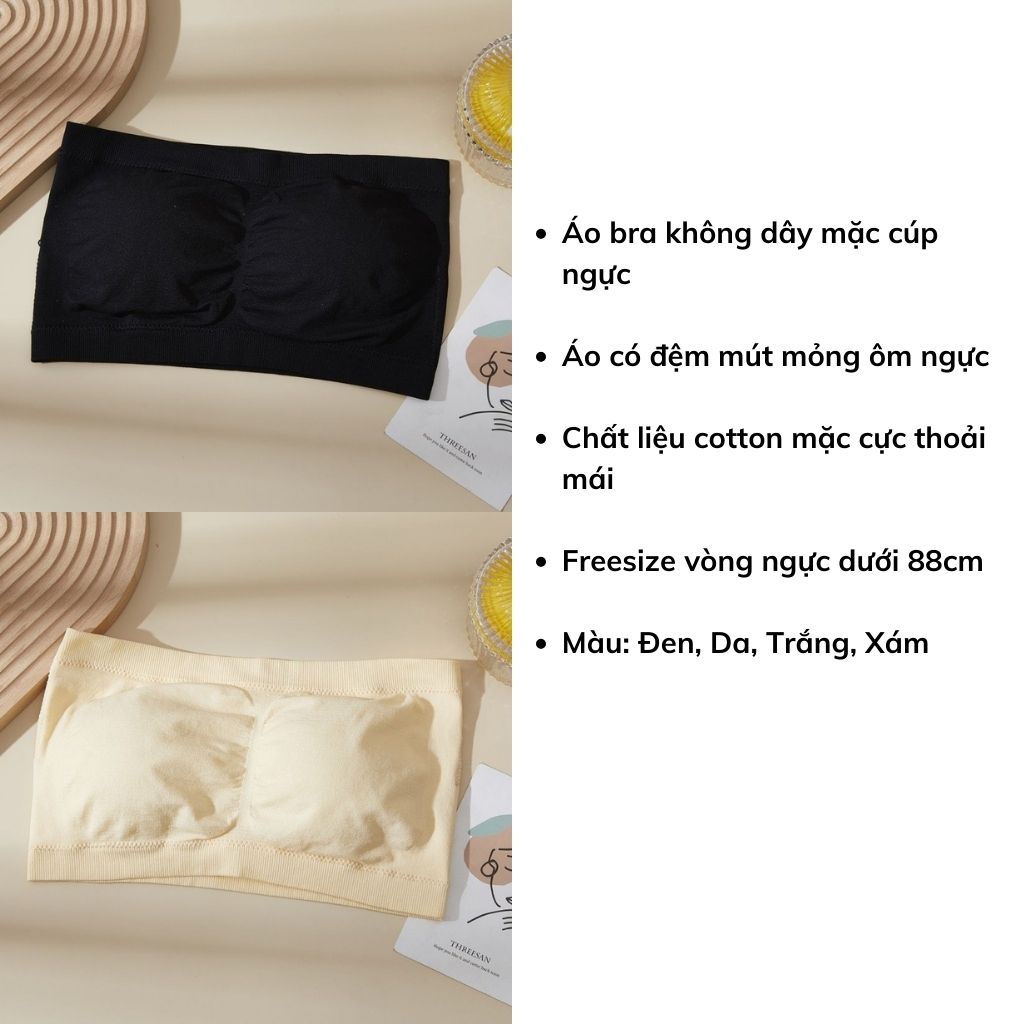 Áo bra nữ không dây mặc cúp ngực, áo ống đệm mút mỏng mềm mịn mặc thoáng mát Lanixa DOPICO B7735