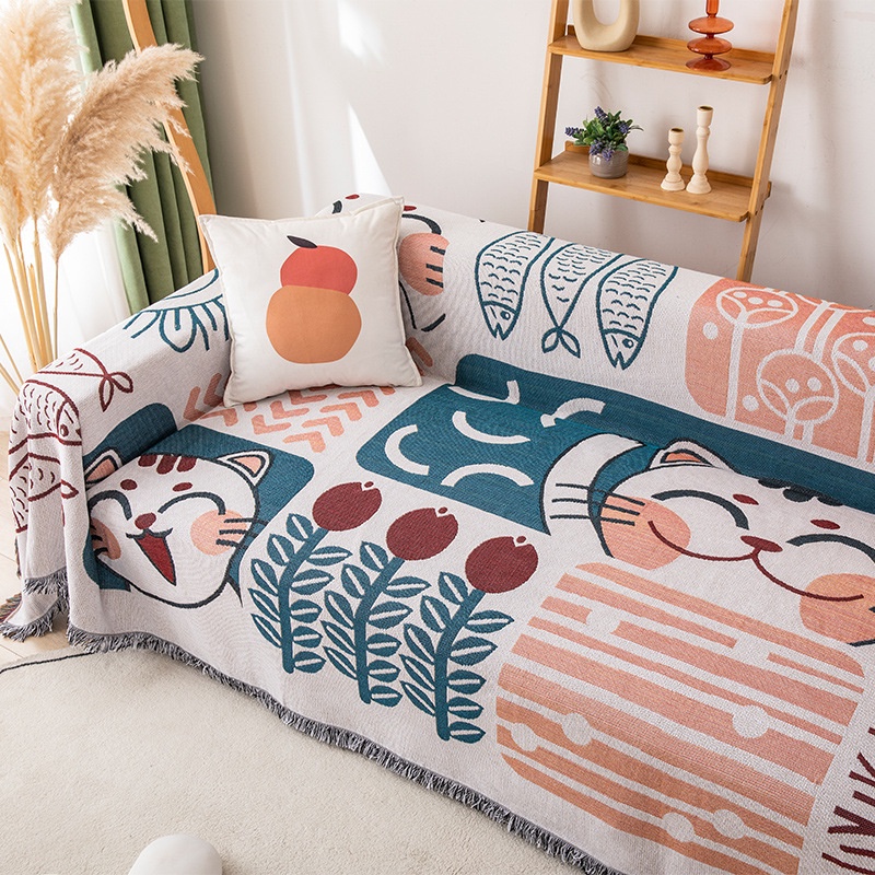 Vỏ Bọc Ghế Sofa 1/2/3/4 Chỗ Ngồi Bằng Vải Cotton Chống Trượt Hai Mặt