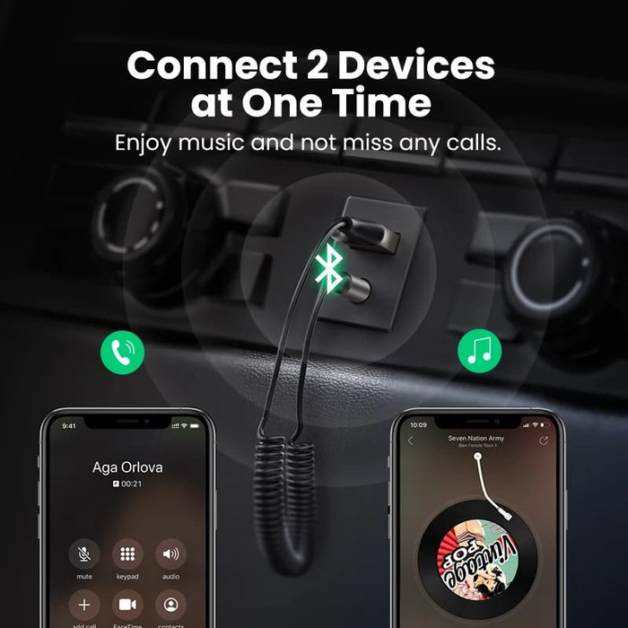 Bộ Thu Phát Bluetooth 5.0 840kij Ugreen 3.5mm Aux 57ryur67r Cho Xe Hơi