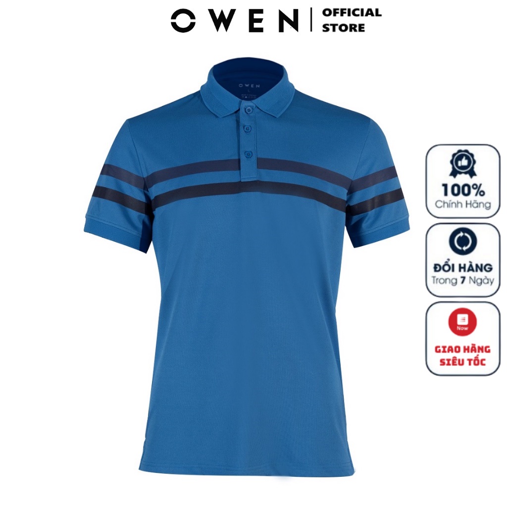 Áo Thun Polo Nam Ngắn Tay Có Cổ Bẻ OWEN APV220367 Áo Phông Màu Xanh Cobalt Vải Thun Lạnh PE Cool Cao Cấp Dáng Body Fit