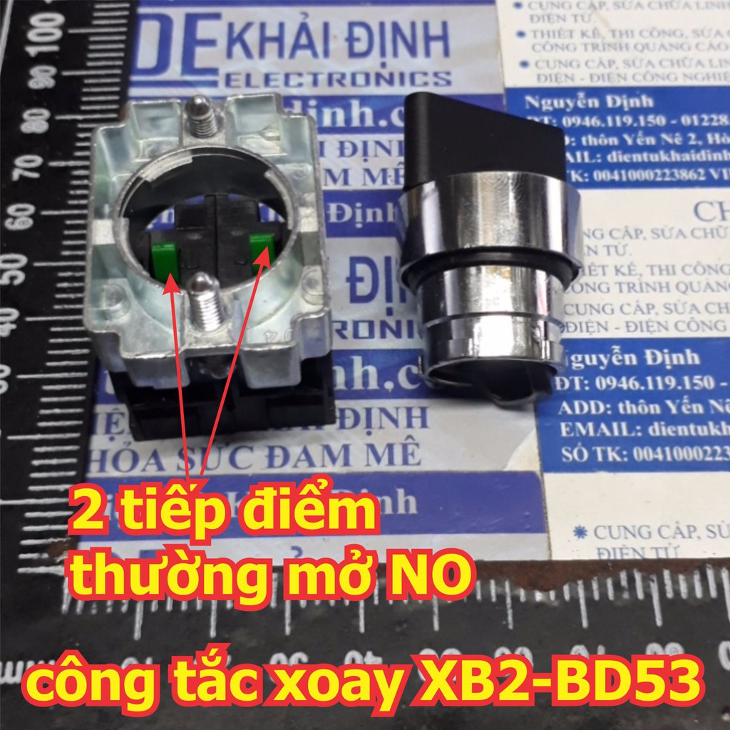 Công tắc xoay tủ điện RESET, không giữ, 2 chiều, 2 thường mở, phi 22mm, XB2-BD53 kde5620